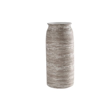 VASO DECORATIVO EM CERAMICA CINZA MARMORIZADO