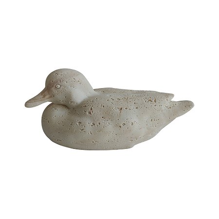 PATO DECORATIVO EM RESINA BEGE TEXTURIZADO