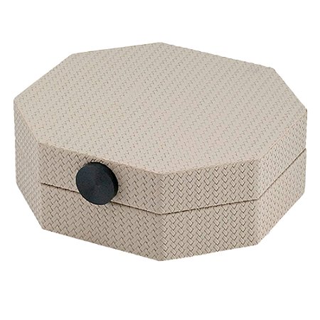 CAIXA DECORATIVA EM MADEIRA E REVESTIDO EM PU CREME 19CM X 19CM X 7CM