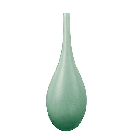 VASO NO FORMATO DE GARRAFA DE VIDRO JATEADO VERDE
