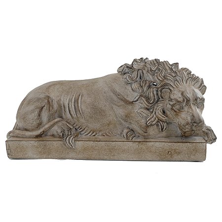 LEAO DECORATIVO EM RESINA BEGE 30,5CM X 13CM X 13,8CM