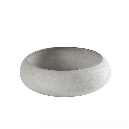 CENTRO DE MESA EM CERAMICA BRANCO COM DETALHES BEGE