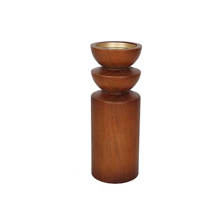 CASTICAL EM MADEIRA COM DETALHE METAL DOURADO