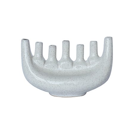VASO DECORATICO EM CERAMICA BRANCO BRILHO
