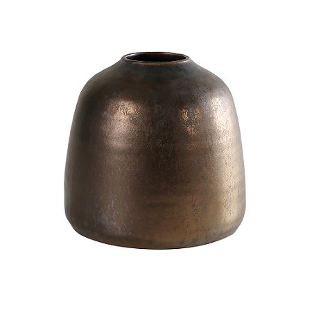 VASO DECORATIVO EM CERAMICA MARROM E PRETO