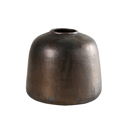 VASO DECORATIVO EM CERAMICA MARROM E PRETO