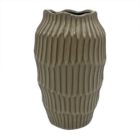 VASO DECORATIVO EM CERAMICA - CAQUI ESCURO - 15X15X26CM