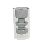 VASO DE VIDRO DUPLO TRANSPARENTE E CINZA