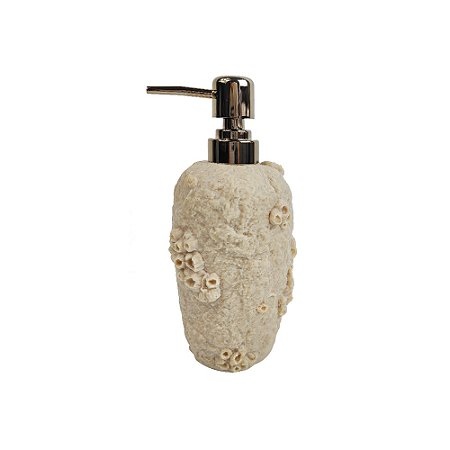 PORTA SABONETE LIQUIDO EM RESINA DOURADO E BEGE TEXTURIZADO