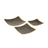 CONJUNTO DE PECAS DE CERAMICA PRETA COM DETALHE EM RATTAN- 3