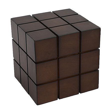 PECA DECORATIVA EM MADEIRA CUBO COR NATURAL 10CM X 10CM X 10CM