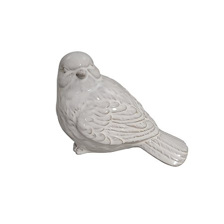 PASSARO DECORATIVO EM CERAMICA BRANCO