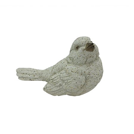 PASSARO NA DECORATIVO EM RESINA BEGE