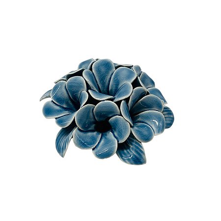 FLOR DECORATIVA EM CERAMICA AZUL