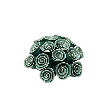 FLOR DECORATIVA EM CERAMICA VERDE