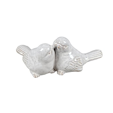 PASSAROS DECORATIVOS EM CERAMICA BRANCO