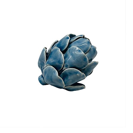FLOR DECORATIVA EM CERAMICA AZUL