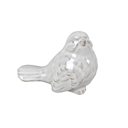 PASSARO DECORATIVO EM CERAMICA BRANCO
