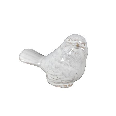 PASSARO DECORATIVO EM CERAMICA BRANCO