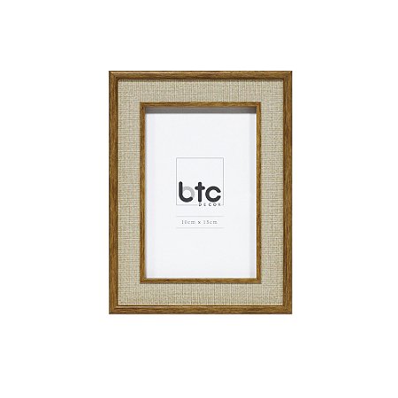 PORTA RETRATO EM MADEIRA NATURAL E BEGE PARA FOTO 10X15CM