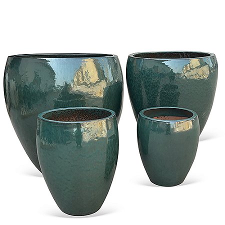 CJ DE VASOS VIETNAMITAS EM CERAMICA VERDE 4PCS