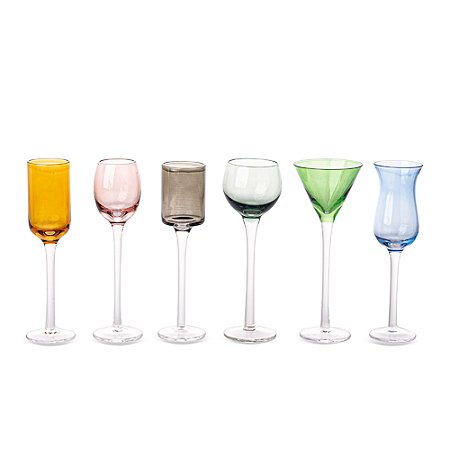 CJ DE TACAS PARA LICOR EM VIDRO MIX DE CORES 6PCS 50ML