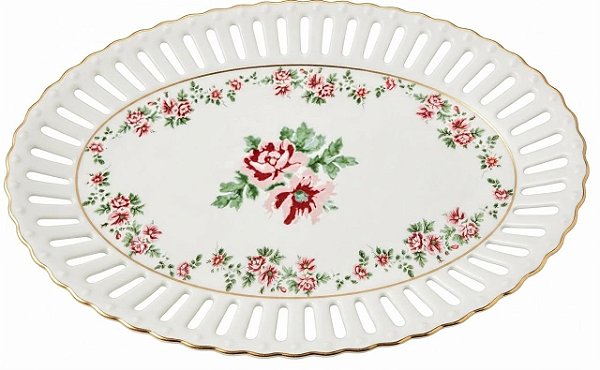 TRAVESSA OVAL MON CHERI EM NEW BONE CHINA L25XP17,5XA2,3CM COR BRANCO