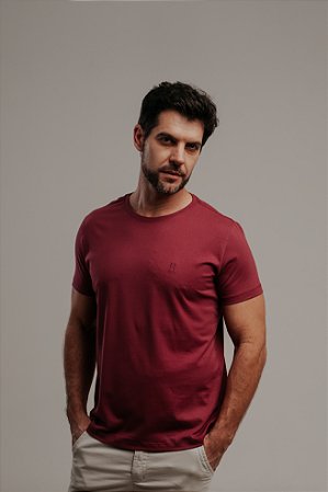 Camiseta Básica Gola Redonda Bordo