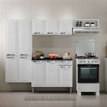 Cozinha Compacta Rose - 10 Portas - 1 Gaveta - Branco Neve - ITATIAIA