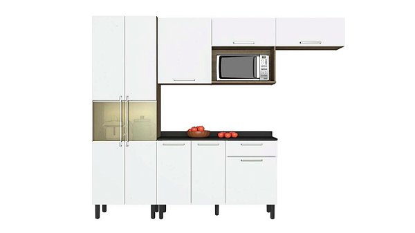 Cozinha Compacta Star - 8 Portas - 1 Gaveta - Castanho e Branca - ITATIAIA