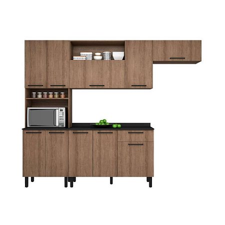 Cozinha Compacta Acácia - 10 Portas - 1 Gaveta - Castanho - ITATIAIA