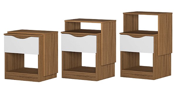 Mesa de Cabeceira Berlim Naturale Branco Flex