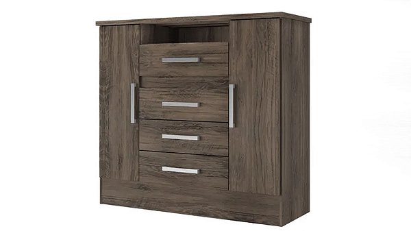 Cômoda Laguna 4 Gavetas 2 Portas Cacau