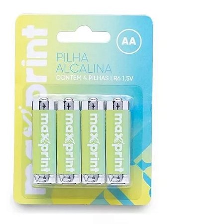 Pilha Alcalina Maxprint AA Pequena 1,5V ­ c/ 4