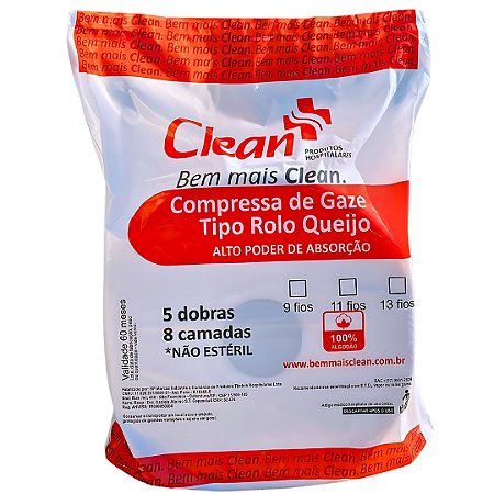 Compressa De Gaze Em Rolo (tipo Queijo) 13 Fios- Clean