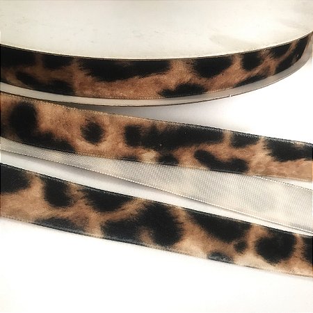 Fita de veludo 15mm animal print (1 metro)