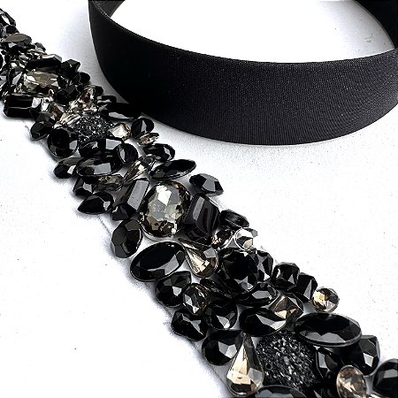 Kit tiara larga ônix
