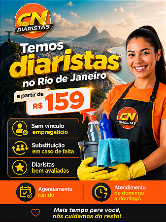 Diaristas no RIO DE JANEIRO a partir de R$159