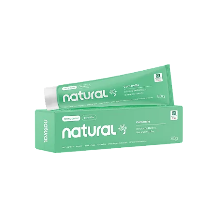 Creme dental Natural com extrato de camomila, melissa e uva 80g