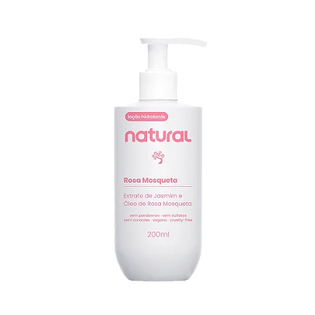 Loção Hidratante Natural com Óleo de Rosa Mosqueta e Jasmim 200ml