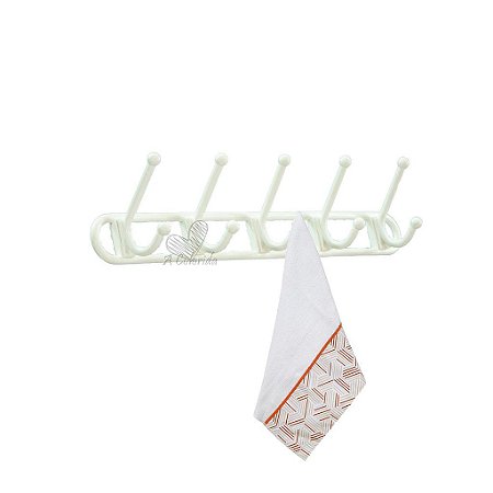 Cabideiro ZPlastic Com 5 Ganchos Multiuso - Branco