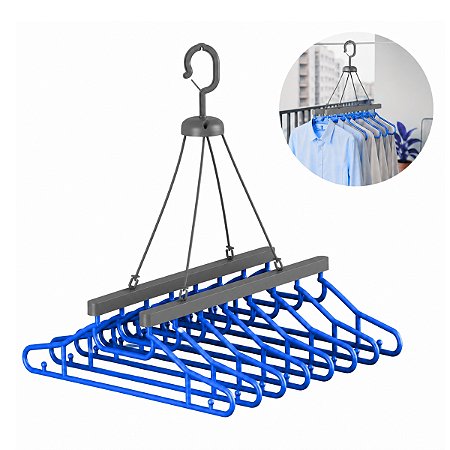 Varal Retratil 8 Cabides Apartamento Para Roupa Camisa Camiseta Recolhivel Cabideiro