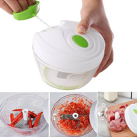 Processador Triturador Manual De Alimentos 3 Lâminas