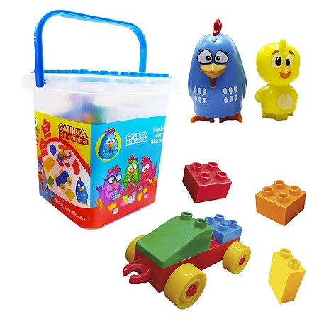 Blocos de Montar Brinquedo 44 Peças Com Boneco Galinha