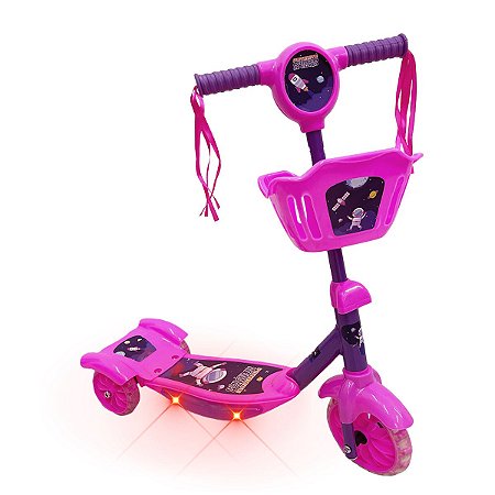 Patinete Infantil Criança Com Luz e Som 3 Rodas - Pink e Roxo - A Colorida  Utilidades