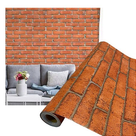 Papel de Parede Adesivo Tijolinho 3D 10 Metros