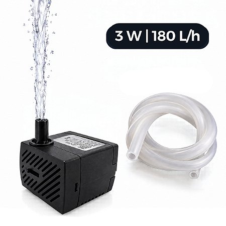 Motor Bomba Submersa Aquário Fonte Água Bebedouro 180l/h Bivolt 110/220 Bombinha + Mangueira