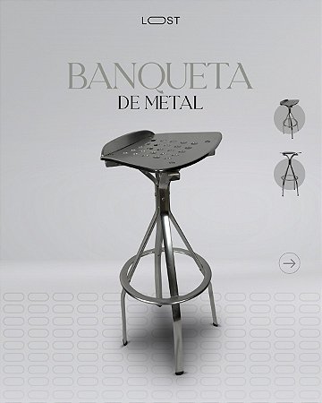 Banqueta de metal escovado