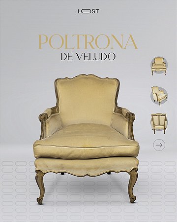 Par de poltronas em veludo bege, pés de madeiro platinada em branco