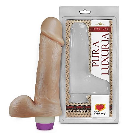 Prótese Pura Luxúria Realístico com Escroto e Vibro 18x4,4 cm